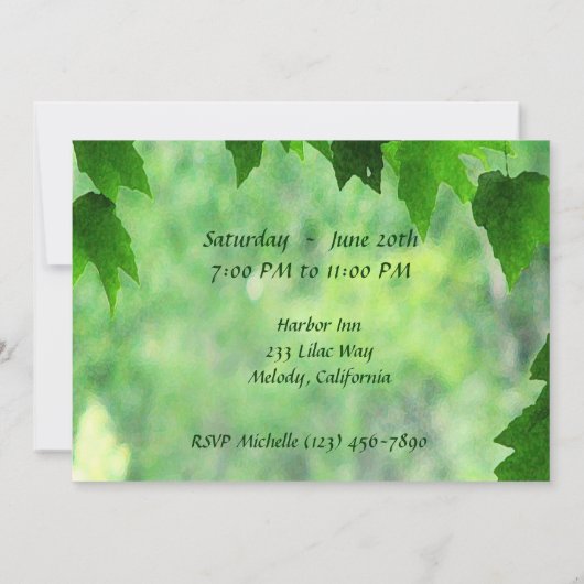 Leafy Wedding Bachelorette Party Kaart (Achterkant)