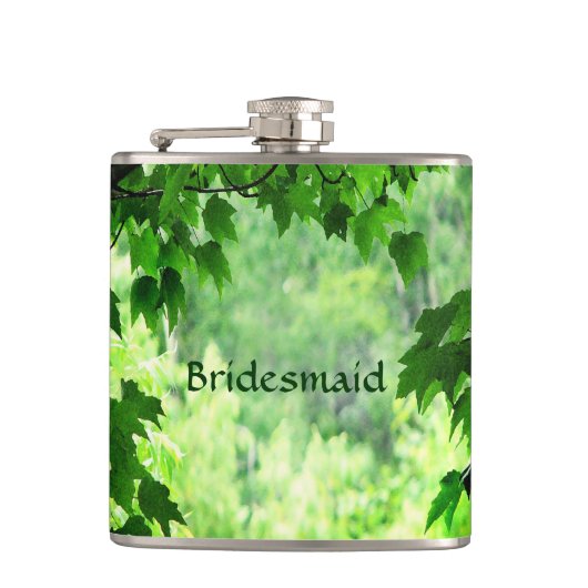 Leafy Wedding Bridesmaid Heupfles (Voorkant)