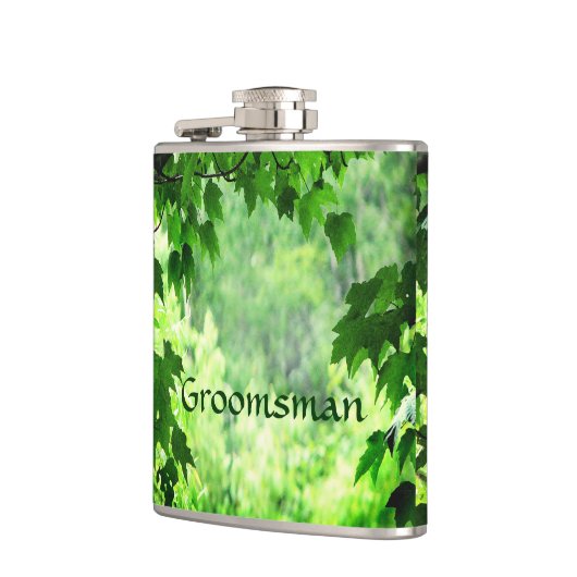 Leafy Wedding Groomsman Heupfles (Links)