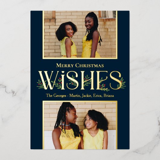 Leafy wenst Folie-feestdag bewerkbare kleur Folie Uitnodiging (Voorkant)