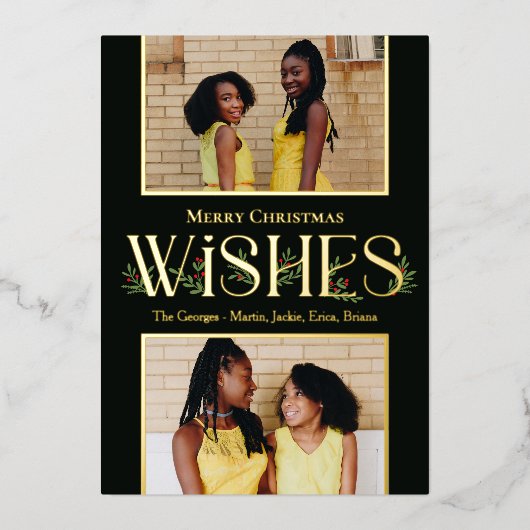 Leafy wenst Folie-feestdag bewerkbare kleur Folie Uitnodiging (Voorkant)