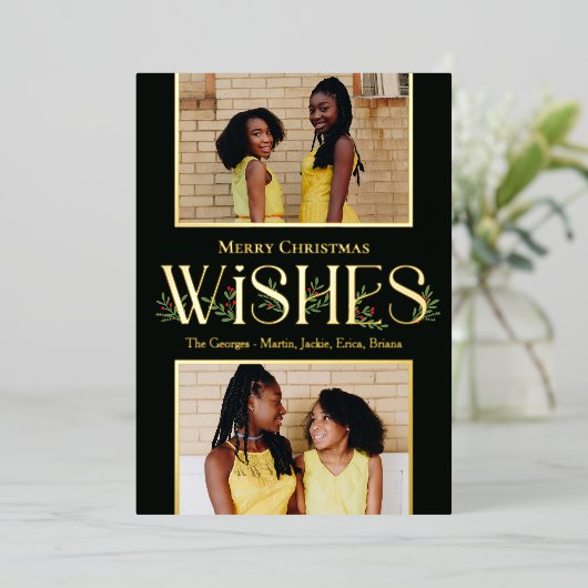 Leafy wenst Folie-feestdag bewerkbare kleur Folie Uitnodiging (Staand Voorkant)