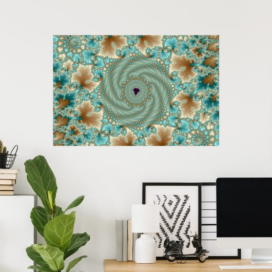 Leafy Whorls Fractal Poster (Thuiskantoor)