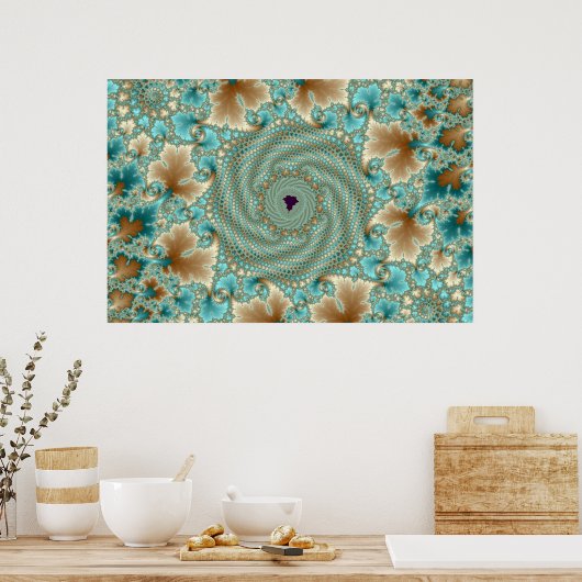 Leafy Whorls Fractal Poster (Keuken)