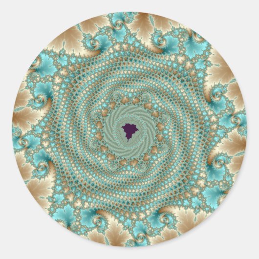 Leafy Whorls Fractal Ronde Sticker (Voorkant)