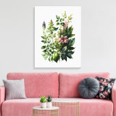 Leafy wildbloemen waterverf canvas kunst (Insitu (Woonkamer))