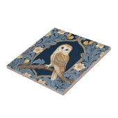 Leafy William Morris stijl Links tegenover Barn Ow Tegeltje (Zijkant)