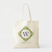 Leafy wreatgreen monogram gepersonaliseerd tas (Voorkant)