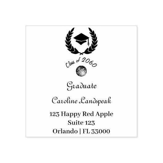 Leafy Wreath Afstuderen Pet Retouradres Rubberstempel (Afrduk)