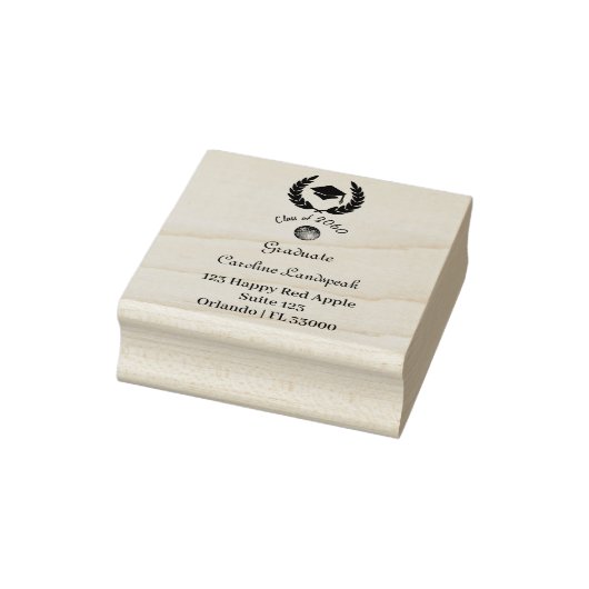 Leafy Wreath Afstuderen Pet Retouradres Rubberstempel (Stempel)