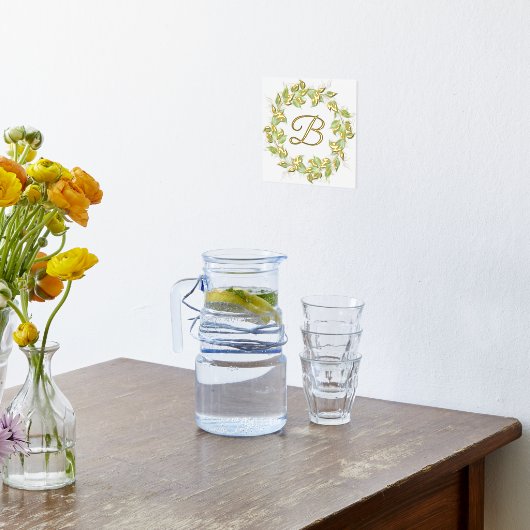 Leafy Wreath met Monogram Folie Afdrukken (Laag (Keuken))