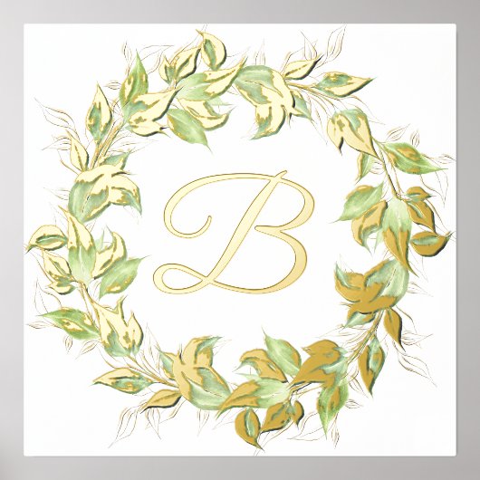 Leafy Wreath met Monogram Folie Afdrukken (Voorkant)