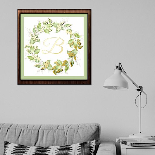 Leafy Wreath met Monogram Folie Afdrukken