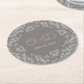 Leafy Wreath Wedding Ronde Kartonnen Onderzetter (Gebogen)