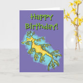 Leafy Zee Dragon cartoon verjaardagskaart Kaart (Gele Bloem)