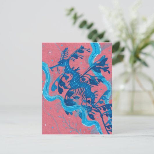 Leafy Zee Dragon Seahorse fish Underwater Paining Briefkaart (Staand voorkant)