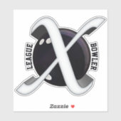 League Bowler, Bowling Ball met X graphics, Vinyl Sticker (Vel)