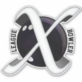 League Bowler, Bowling Ball met X graphics, Vinyl Sticker (Voorkant)
