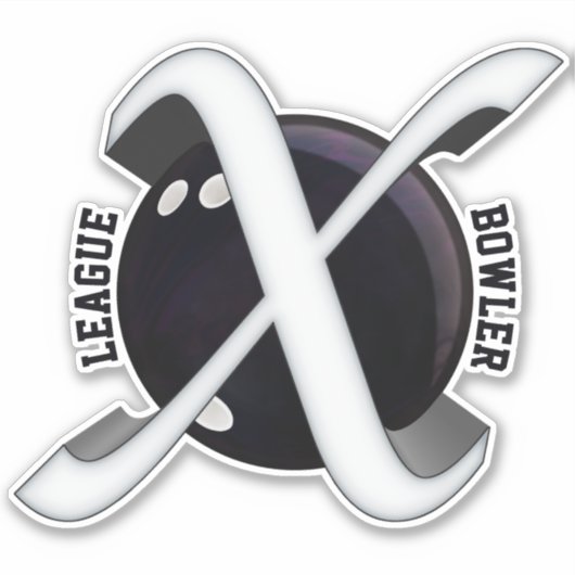 League Bowler, Bowling Ball met X graphics, Vinyl Sticker (Voorkant)