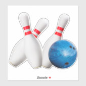 League Bowling Ball & Pins, vinylSticker Sticker (Vel)