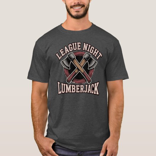 League Night Lumberjack Crossed Hatchets Badge T-shirt (Voorkant)