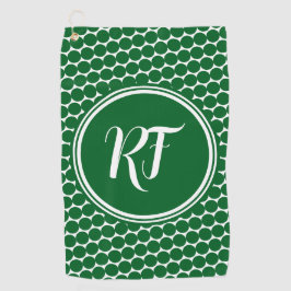 League Scramble Groen Stippen Schrift Monogram Golfhanddoek