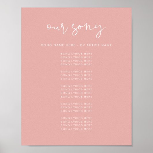 LEAH Bruisende Pastel Roze Huwelijksliedteksten Poster (Voorkant)