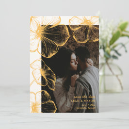 Leah Butter Geel Bloemen Elegante bruiloft Save The Date