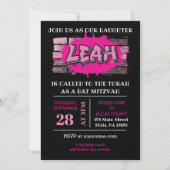 LEAH Graffiti Naam Brick Wall Bat Mitzvah Invite Kaart (Voorkant)