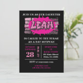 LEAH Graffiti Naam Brick Wall Bat Mitzvah Invite Kaart (Staand voorkant)