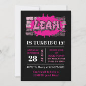 Leah Graffiti Name Brick Wall Birthday Partij Kaart (Voorkant)