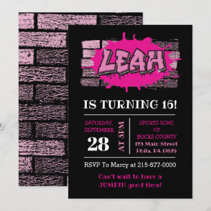 Leah Graffiti Name Brick Wall Birthday Partij Kaart