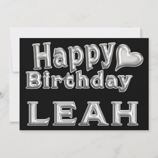 Leah Happy Birthday Karte Grußkarte mit Herz Kaart (Voorkant)