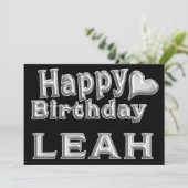 Leah Happy Birthday Karte Grußkarte mit Herz Kaart (Staand voorkant)