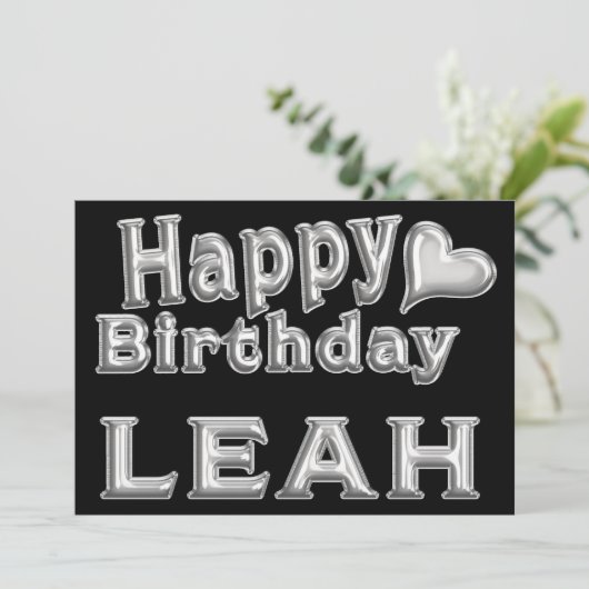 Leah Happy Birthday Karte Grußkarte mit Herz Kaart (Staand voorkant)