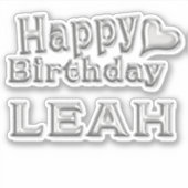 Leah Happy Birthday silver Aufkleber Sticker (Voorkant)