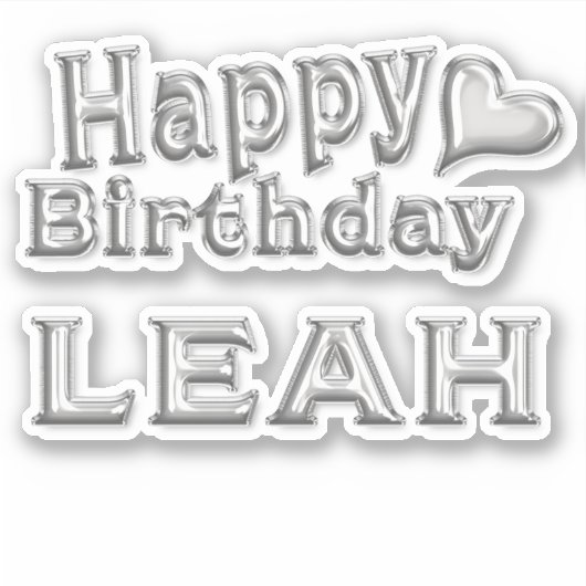 Leah Happy Birthday silver Aufkleber Sticker (Voorkant)