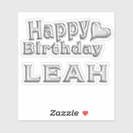 Leah Happy Birthday silver Aufkleber Sticker (Vel)