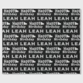 Leah Happy Birthday silver black Geschenk papier (Vlak)