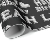 Leah Happy Birthday silver black Geschenk papier (Rol Hoek)