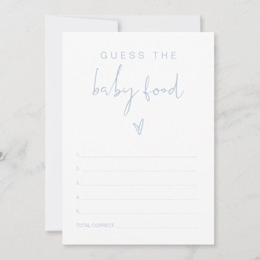 LEAH Pastel Blue Raad Baby Food Baby shower Game Kaart (Voorkant)