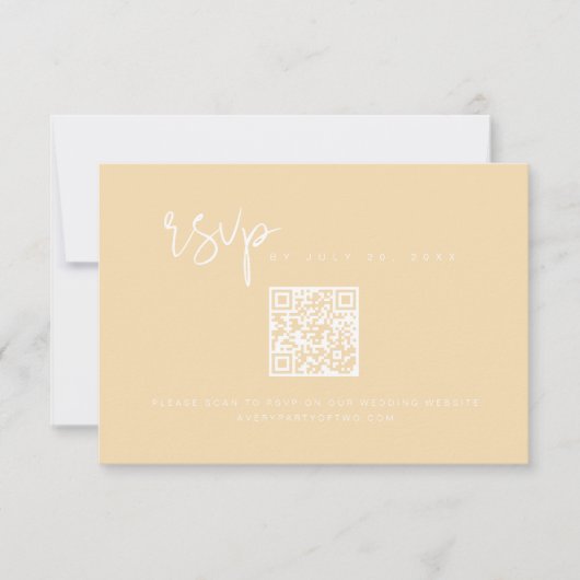 LEAH Pastel Boter Geel QR Code RSVP Kaart (Voorkant)