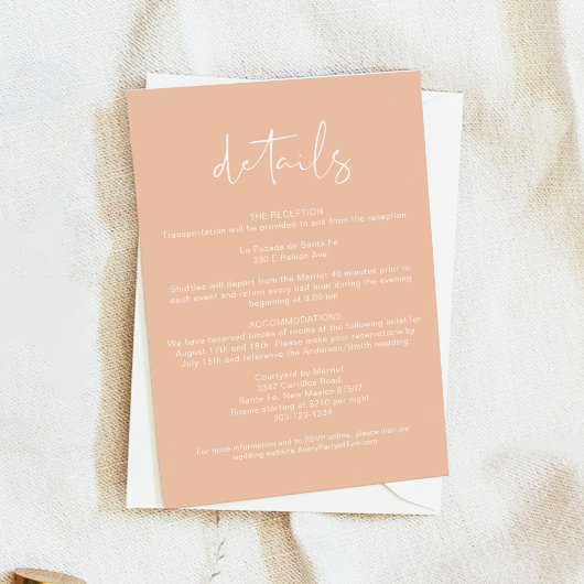 LEAH Pastel Coral Spring Wedding Details Kaart