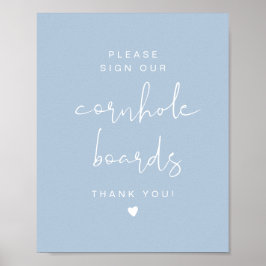 LEAH Pastelblauw Cornhole-gastenboek Huwelijkbord Poster