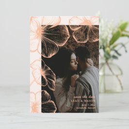 Leah Peach Floral Elegant Wedding Save The Date