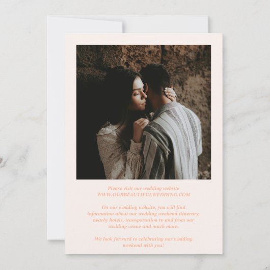 Leah Peach Floral Elegant Wedding Save The Date (Achterkant)