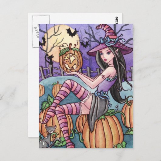 Leah - Pumpkin Witch Briefkaart (Voorkant / Achterkant)