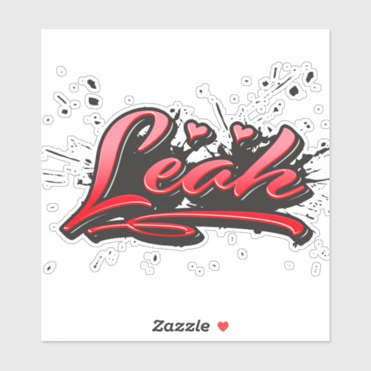 Leah red Heart Graffiti Aufkleber Sticker (Vel)