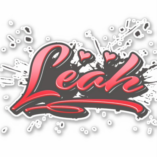 Leah red Heart Graffiti Aufkleber Sticker (Voorkant)