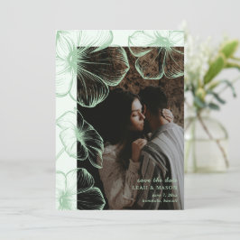 Leah Sage Green Floral Elegante bruiloft Save The Date